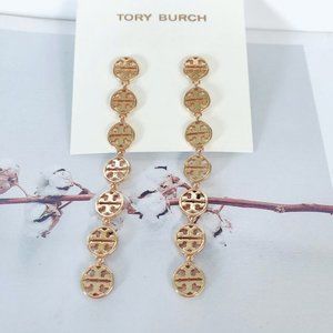 Tory Burch Gold Long Cutout Earrings
